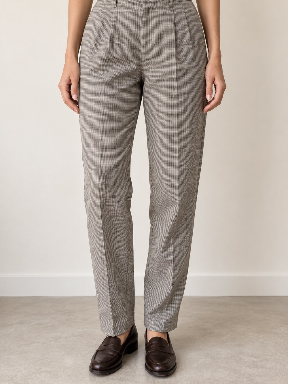 Vintage Lee Micro Houndstooth High-Rise Pleated Pants Size 8